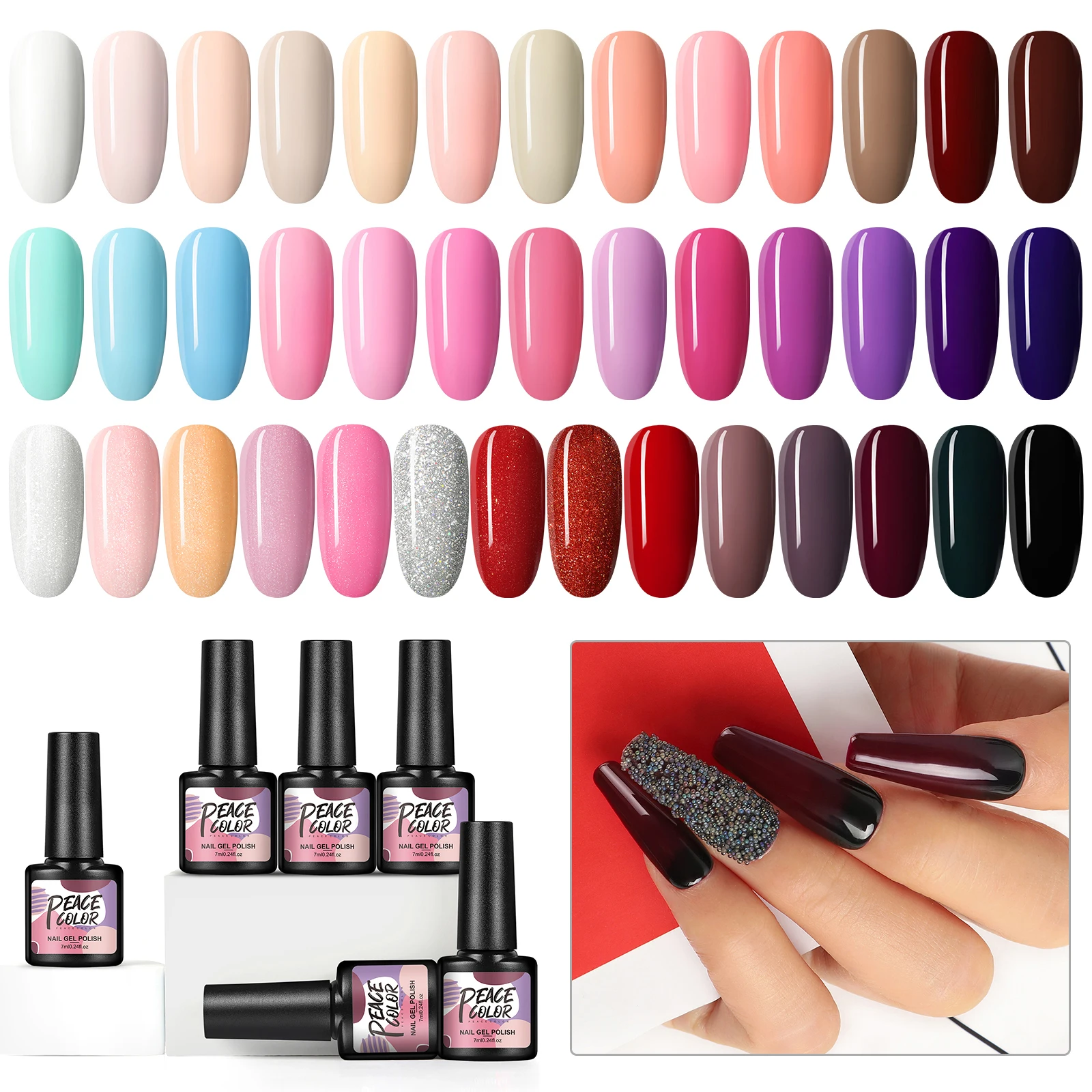 

Nail Gel Polish Set With Top Base Coat Soak Off Semi Permanent Hybrid Gel Varnish UV LED Nail Art Professional Kit For Manicure