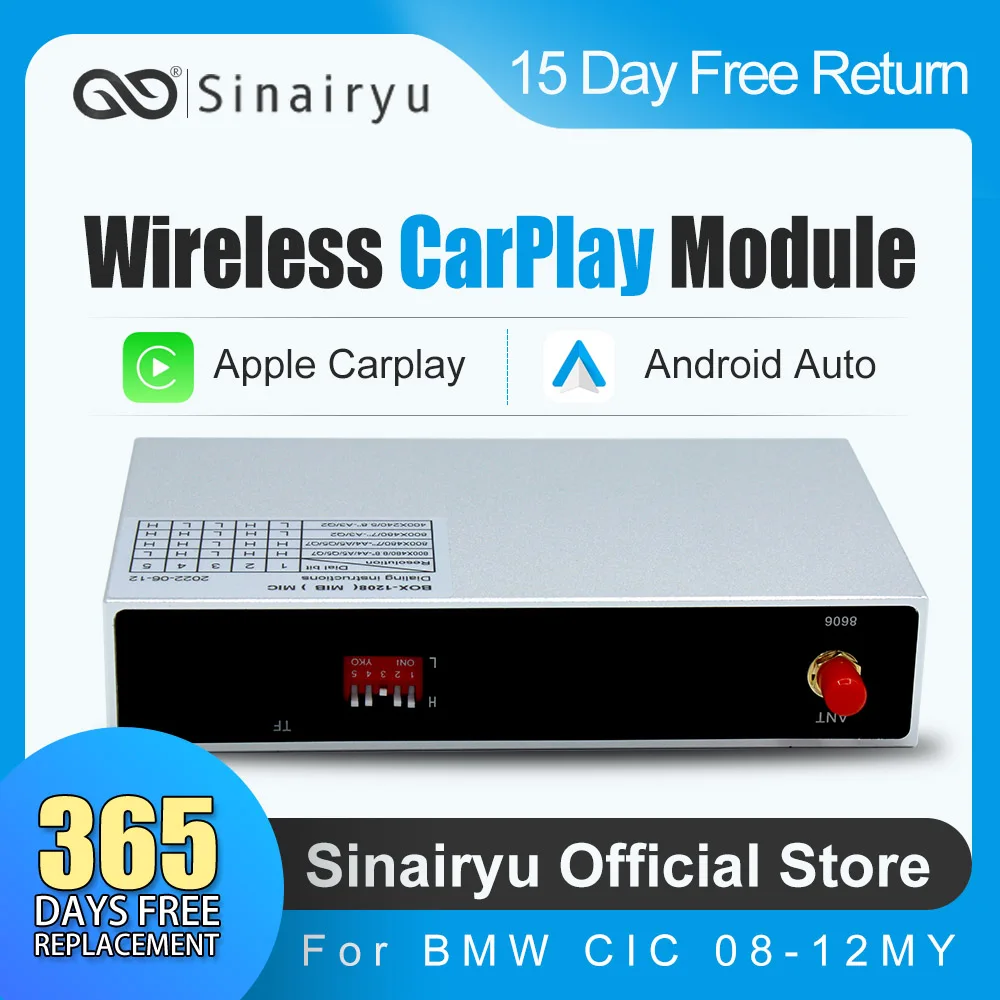 Sinairyu WIFI Wireless Apple Carplay Car Play for BMW CIC 1 3 5 6 7 Series E81 F60 E90 F07 Android Mirror Support Rear Front CM