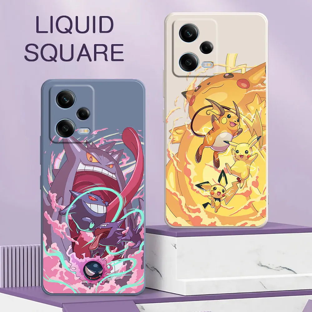 Чехол для телефона с аниме покемоном Gengar Pikachu силиконовый чехол Xiaomi Redmi Note 13 Pro Plus 12