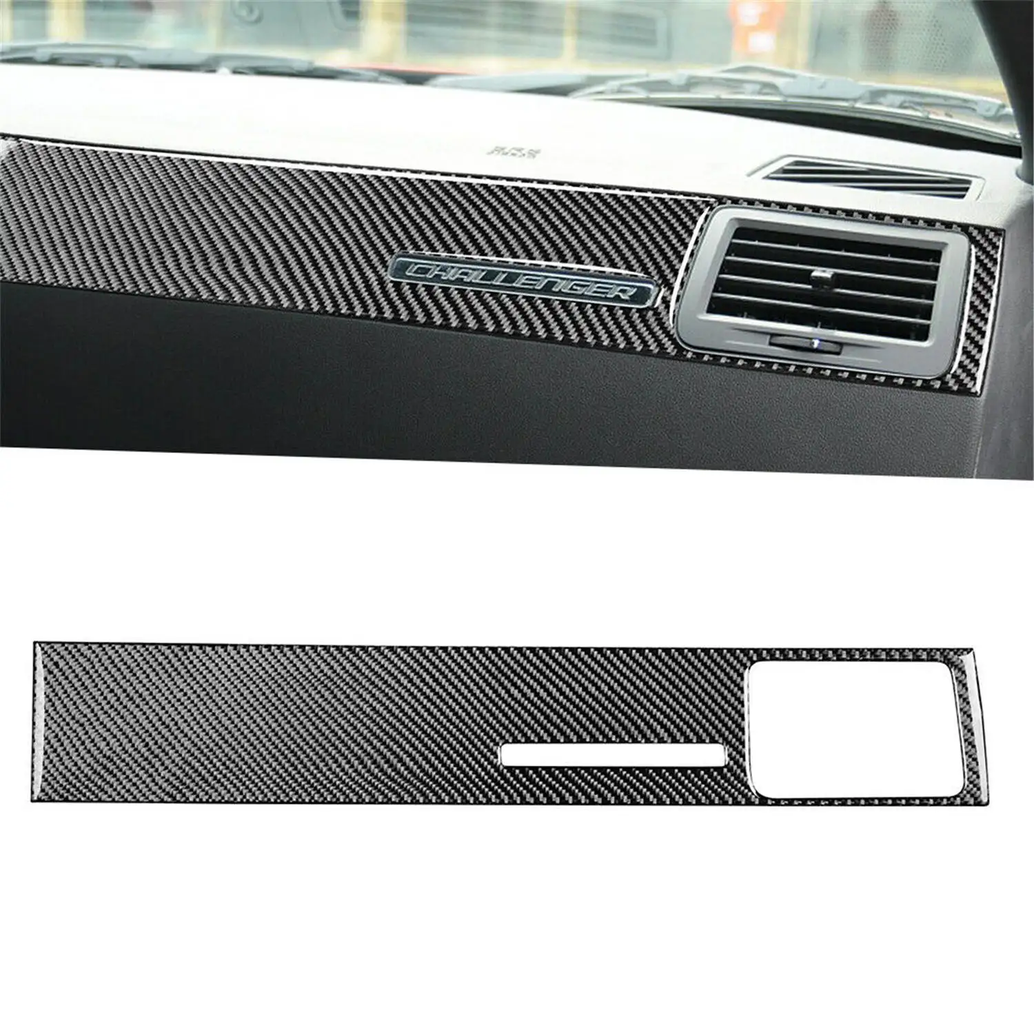 

Carbon Fiber Car Decoration Sticker Copilot Dashboard Panel Trim Cover Decal For Dodge Challenger 08-14 Auto Accessories