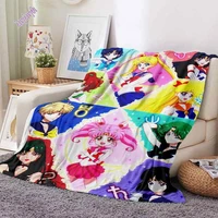 beautiful girl soldier anime fashion cartoon flannel fluffy fleece throw blanket children and adult gift sofa travel camping