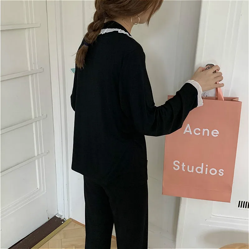 Пижамный комплект женский кружевной стильная одежда для сна в Корейском стиле