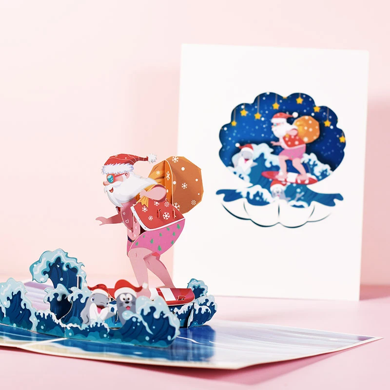 

Christmas Card Christmas Tree Winter Gift Pop-up Card Christmas Decoration Sticker Laser Cutting New Year Greeting Card