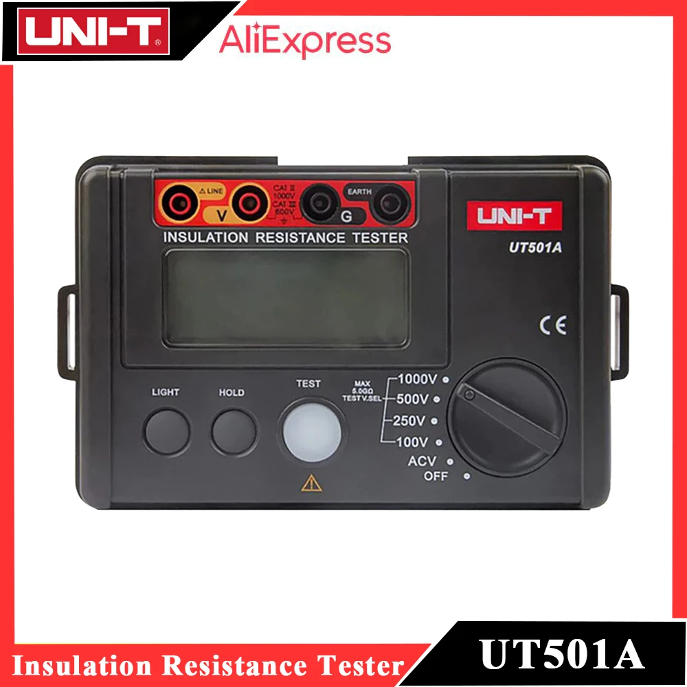 

UNI-T UT501A 1000 В тестер сопротивления изоляции 2000 шт. ЖК-дисплей Мегаомметр Автоматический диапазон Омметр тестер