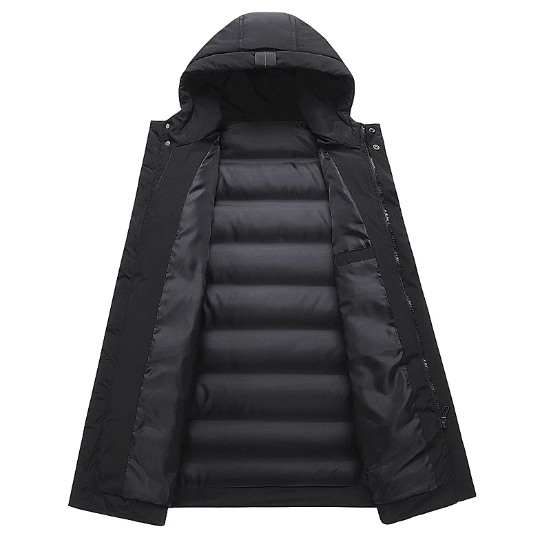 Men's winter sports cotton feather plus velvet thickening and warm new trendy cotton coat mid-length cotton jacket