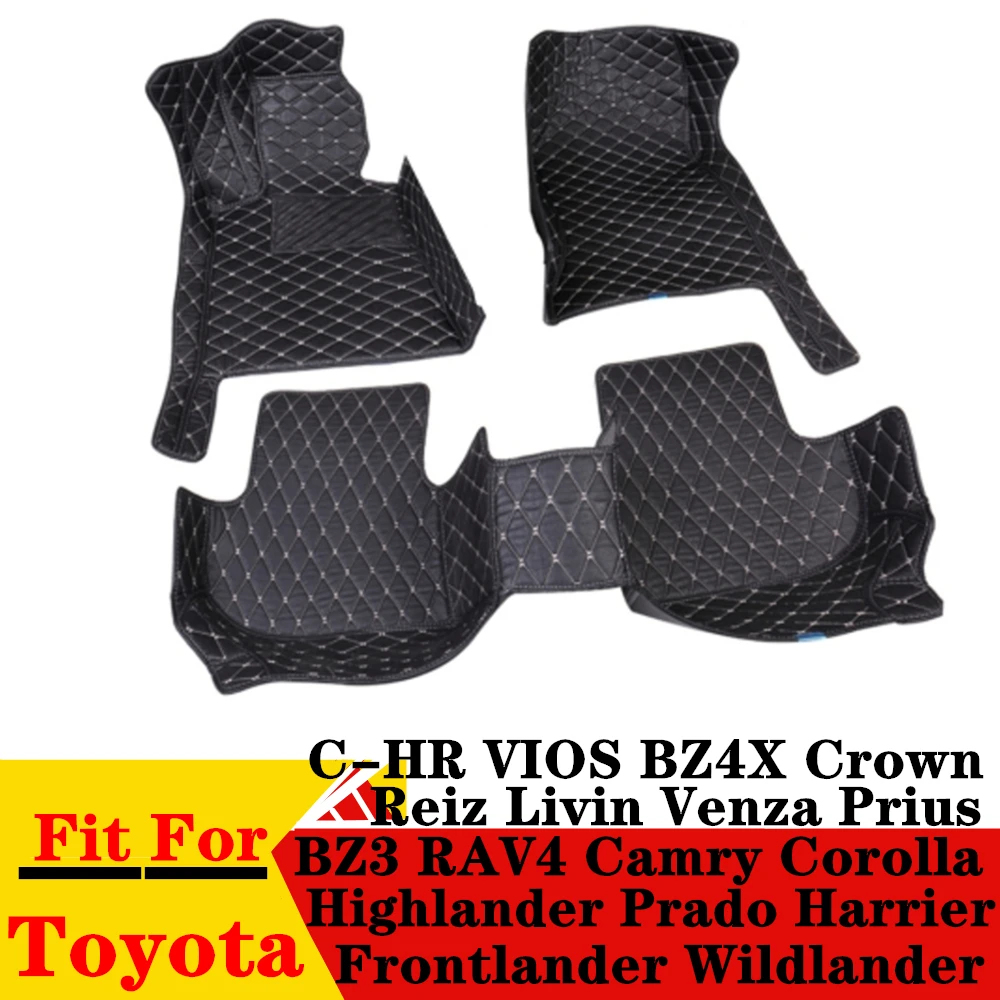 

Car Floor Mats For Toyota Camry Reiz C-HR Vios Venza Prius RAV4 BZ4X Corolla Crown Frontlander BZ3 Waterproof Floor Liner Carpet