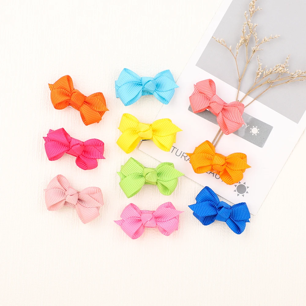 25Pcs/lots Mini Solid Hair Bows With Clip For Cute Girls Clips Boutique Hairpins Barrettes Headwear Kids Accessories - купить по