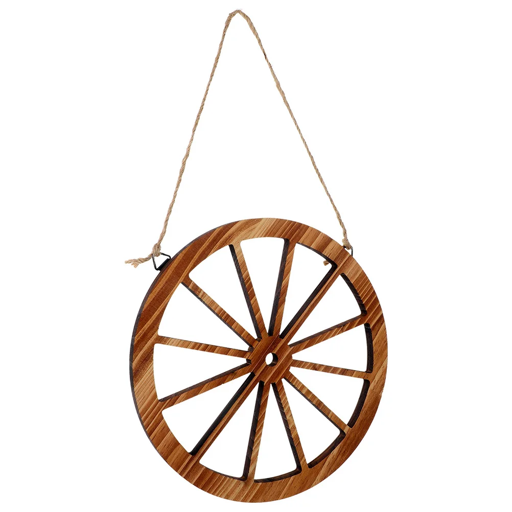

Rustic Wagon Wheel Decoration Wooden Vintage Style Wheel Wall Hanging Decor