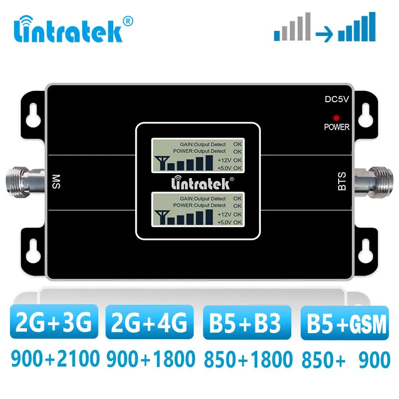 Cena Lintratek Dwuzakresowy Wzmacniacz 2G 3G 4G GSM Wzmacniacz Komórkowy 900 1800 2100 850 MHz Wzmacniacz Sygnału LTE CDMA B5 UMTS WCDMA DCS