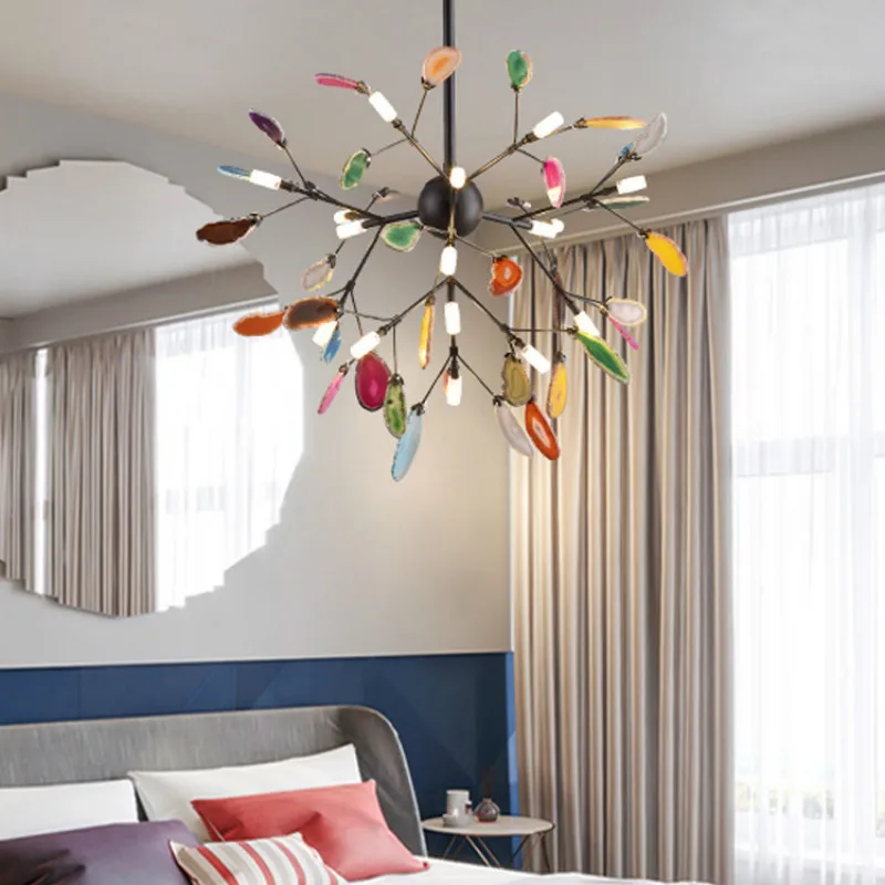 Скандинавские классические железные художественные люстры с блестящими червями