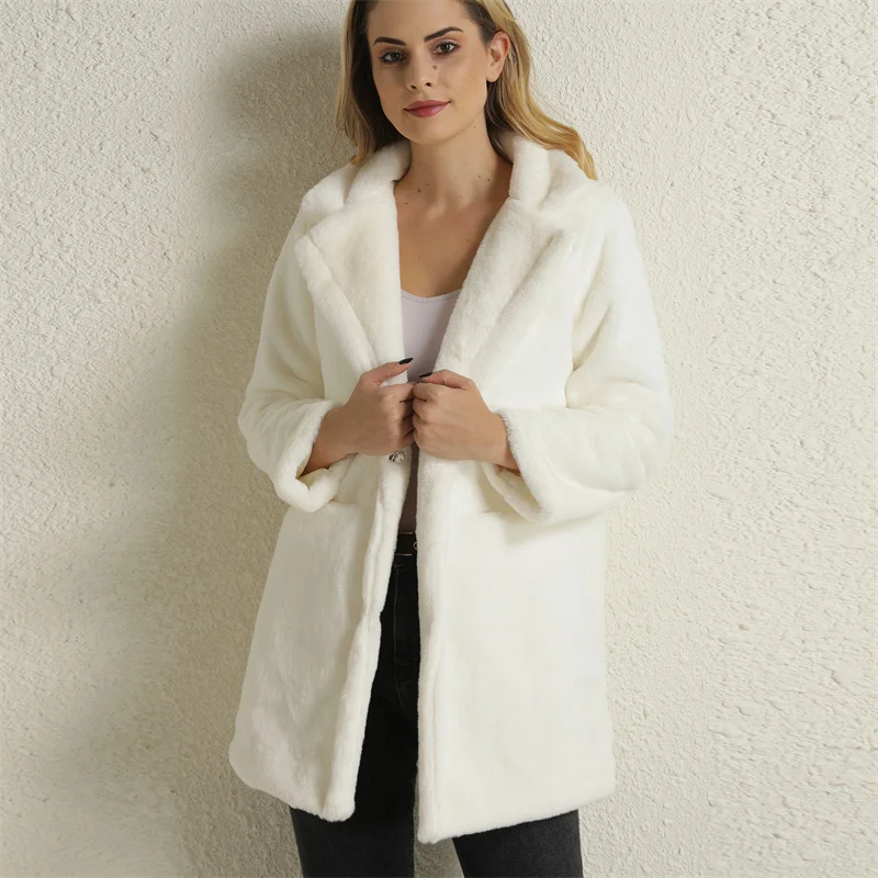 

Зимнее меховое пальто, модные женские плюшевые пальто из искусственного меха норки, элегантная свободная Меховая куртка, высококачественн...