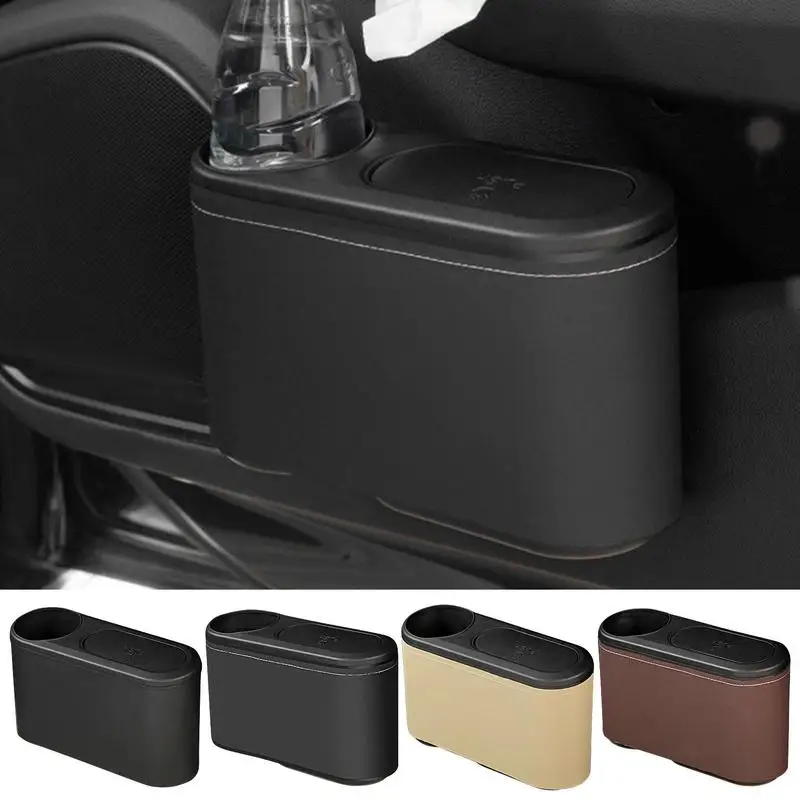 

Car Trash Can Bin With Lid Universal Organizer Car Clamshell Trash Bin Mini Tray Garbage Dust Case Storage Box Auto Accessories