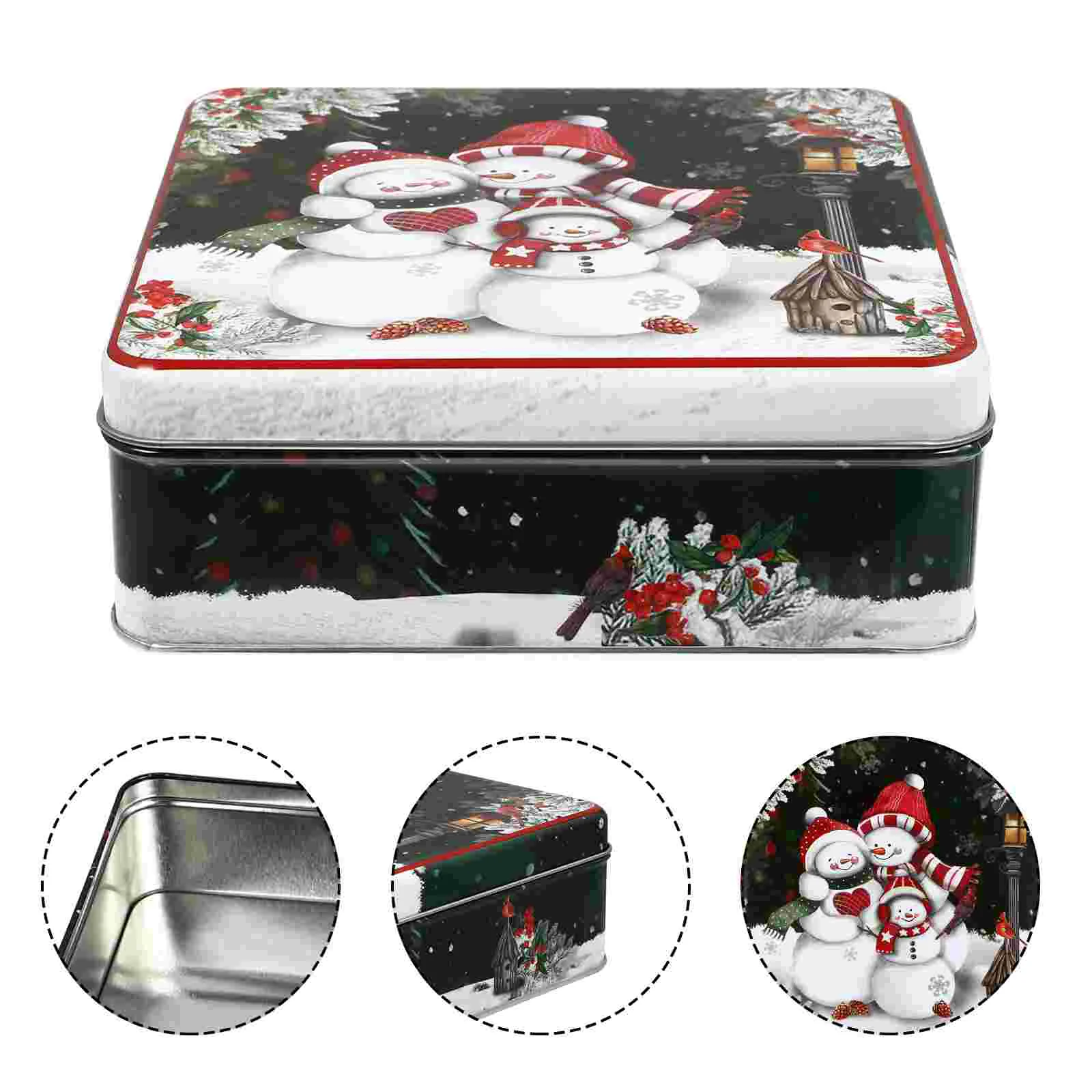 

Christmas Gift Box Cookie Tin Tins Giving Candy Lids Square Boxes Metal Holiday Packing Tinplate Biscuit Case Wrapping Empty
