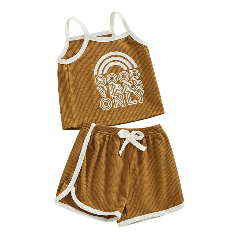 Летняя одежда для маленьких девочек и мальчиков 2 шт. ребристая майка без рукавов