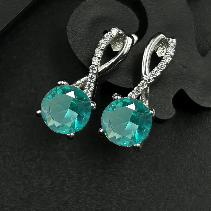 2024 новые трендовые серьги-гвоздики с зеленым цирконием Параиба для женщин модные