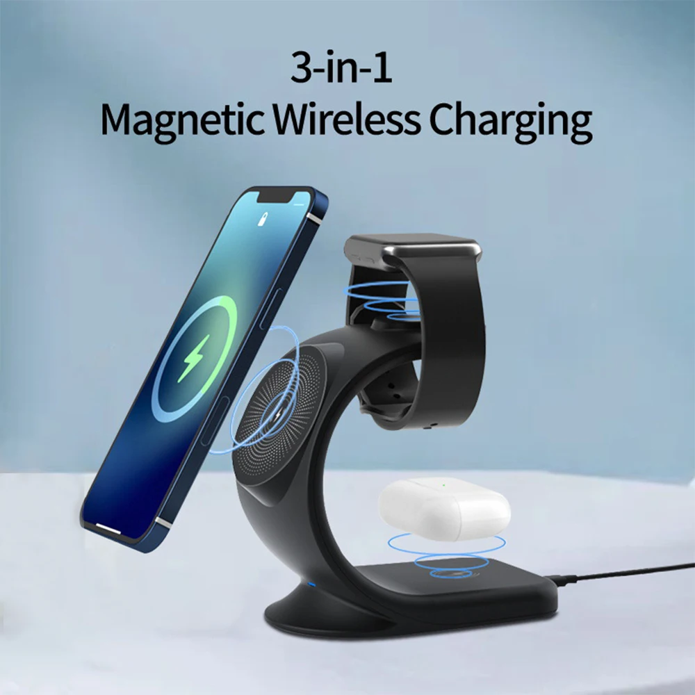 

3 in 1 Wireless Charger Stand for iPhone 14 13 12 Pro Max AirPods Pro 2 3 Apple Watch 8 7 6 5 4 Qi Charging Station
