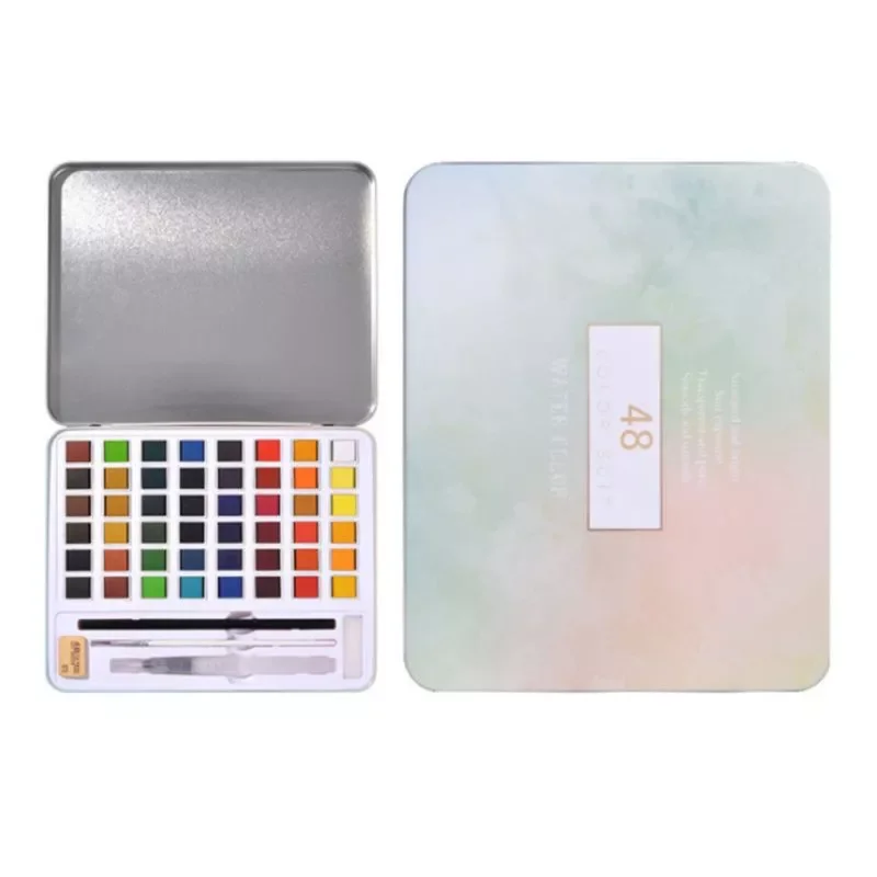 

36/48 Colors Solid Watercolor Paint Hand-painted Pigment Brush Pen for Beginners