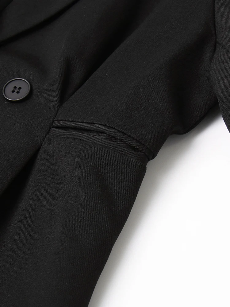 Women Clothing 2023 Black Spring Notched Collar Long Sleeve Slim Solid Minimalist Fashion Blazers