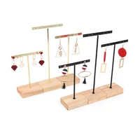 golden earring jewelry display stand rack wood base earrings black jewelry storage golden jewelry organizer store decoration