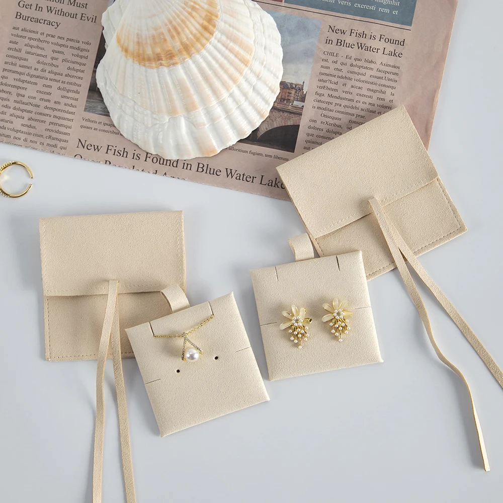 Wrapping Supplie Women DIY Travel Jewelry Pouches Microfiber Luxury Wedding Favor Bags Necklace Organizer Bag with Insert Card