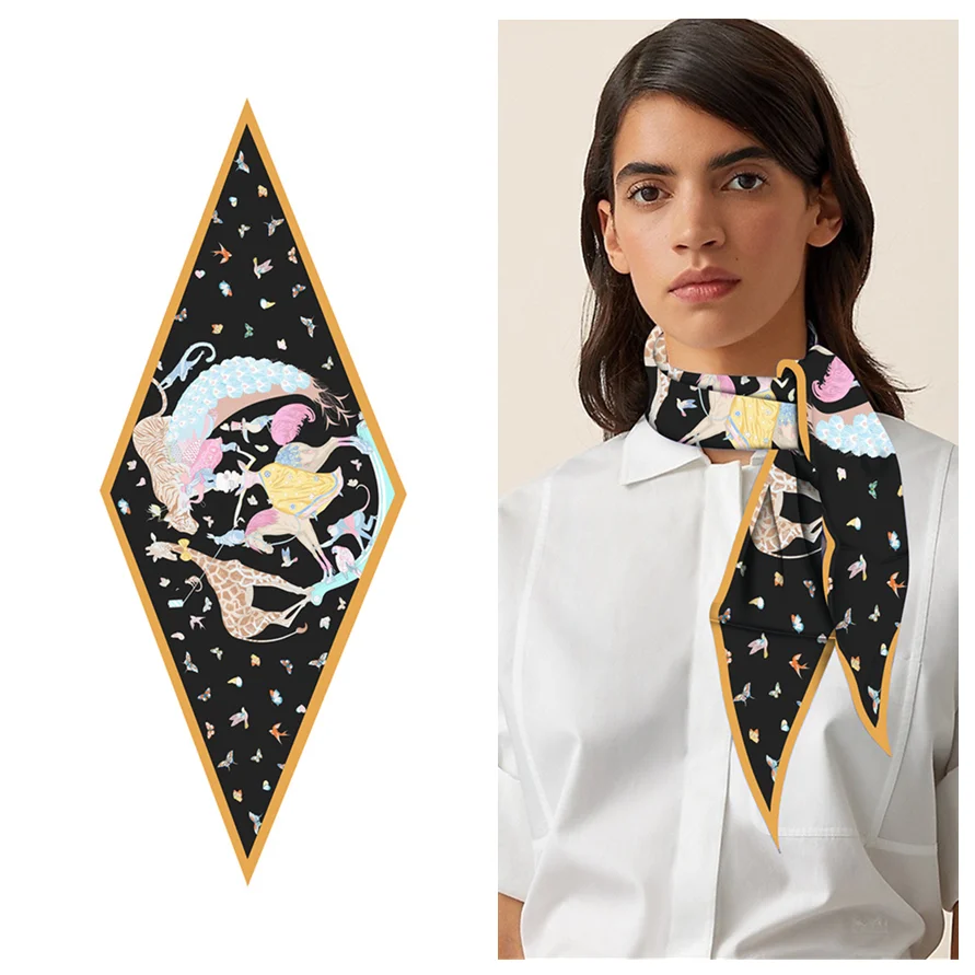 

2022 New Fashion Diamond Silk Scarf For Women Luxury Versatile Decorative Scarf Shawl Animal Print Women's Headband Hijabs