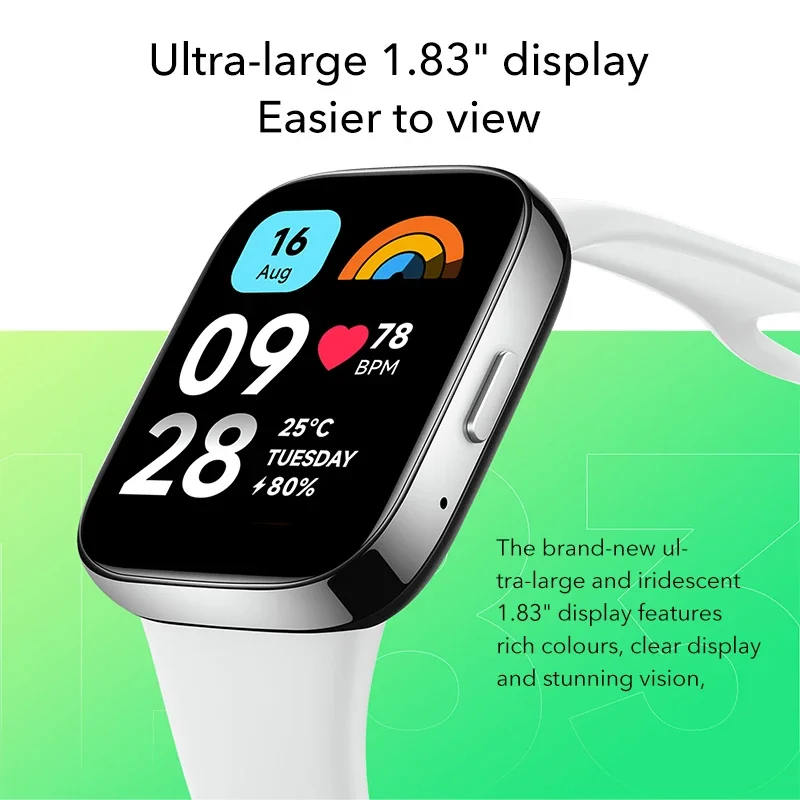 Фото Глобальная версия Xiaomi Redmi Watch 3 Active Bluetooth 5,3 спортивные браслеты 1,83 дюйма ЖК-дисплей монитор уровня кислорода в крови 5ATM водонепроницаемый №5
