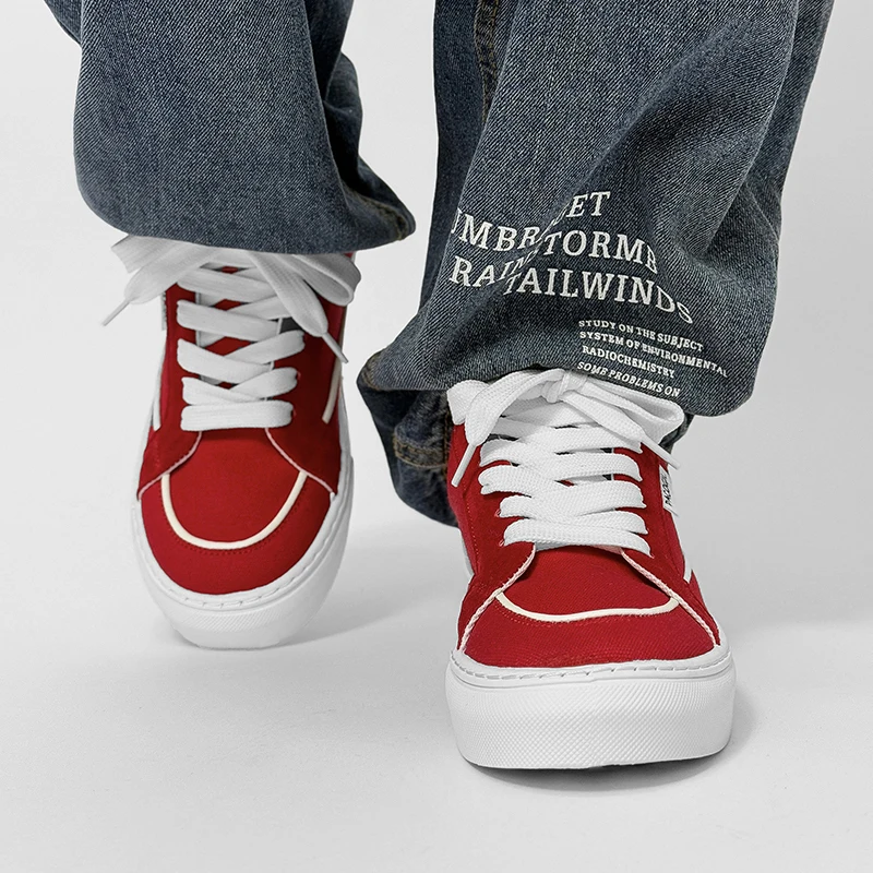 Дешевые красные туфли для скейтборда мужские низкие парусиновые