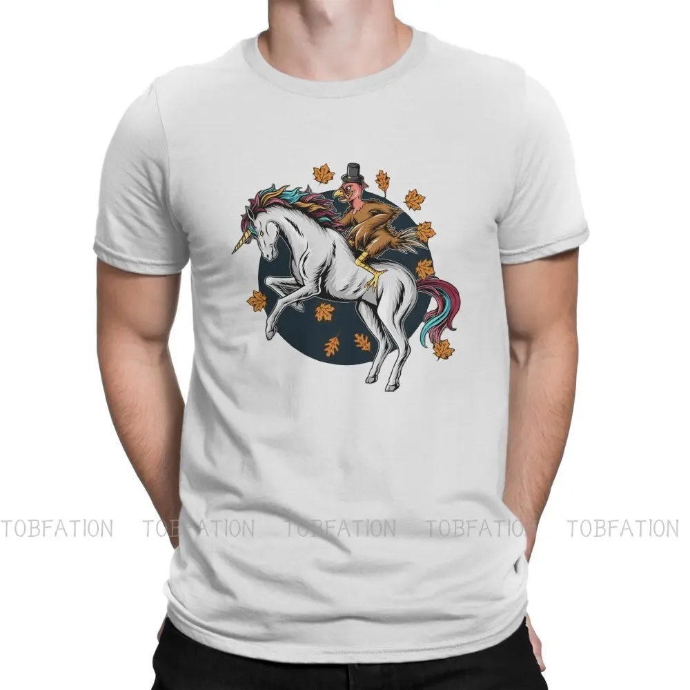 

Turkey on Thanks Giving Day Riding A Unicorn Unique TShirt Popularity Trend Comfortable Creative Graphic T Shirt Short Sleeve