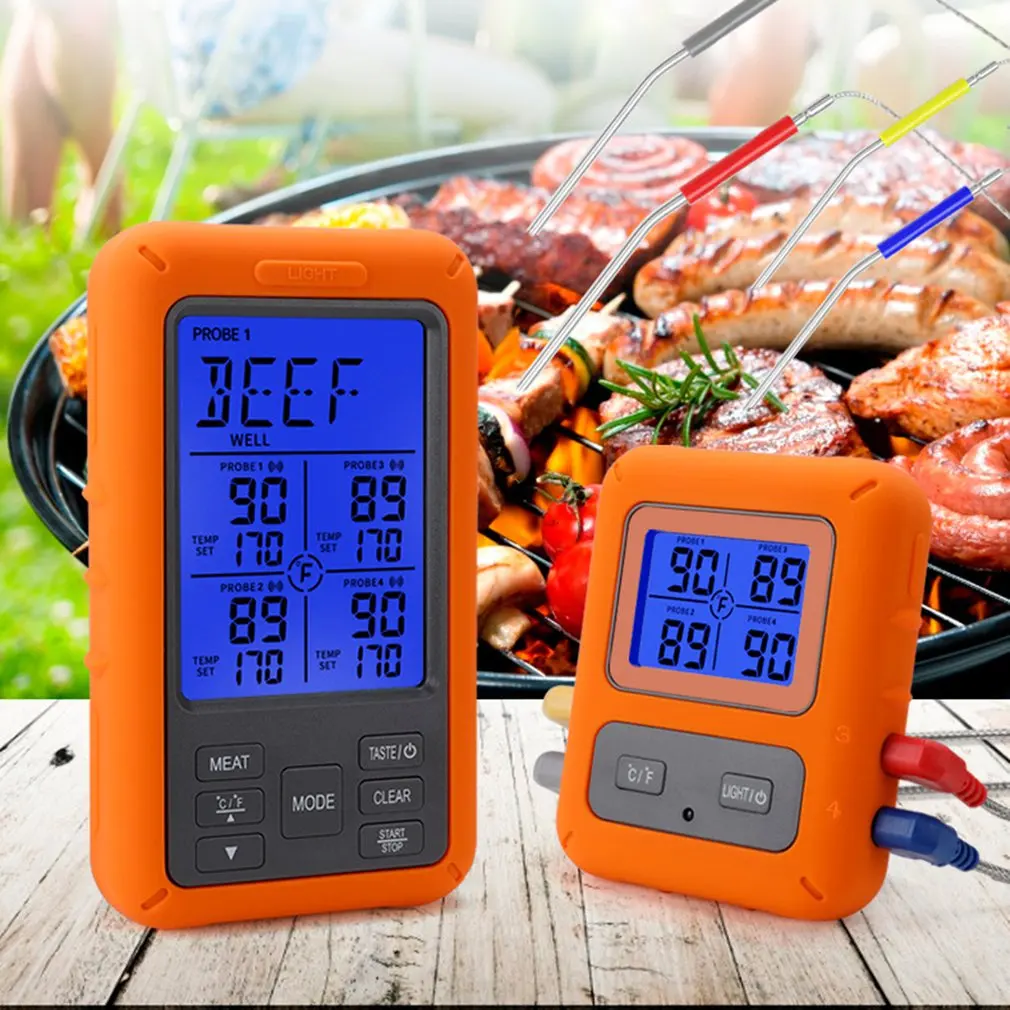 

Grill Oven Kitchen Thermomet With Timer 4 Probes Remote Wireless Digital Meat Thermometer BBQ Food Oven Smoker