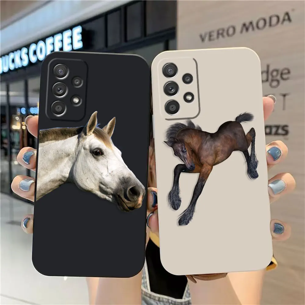 

Case For Samsung Galaxy A91 A73 A72 A71 A52 A51 A33 A31 A02S AO3S 4G 5G Colour Liquid silicone Case Galloping Horses