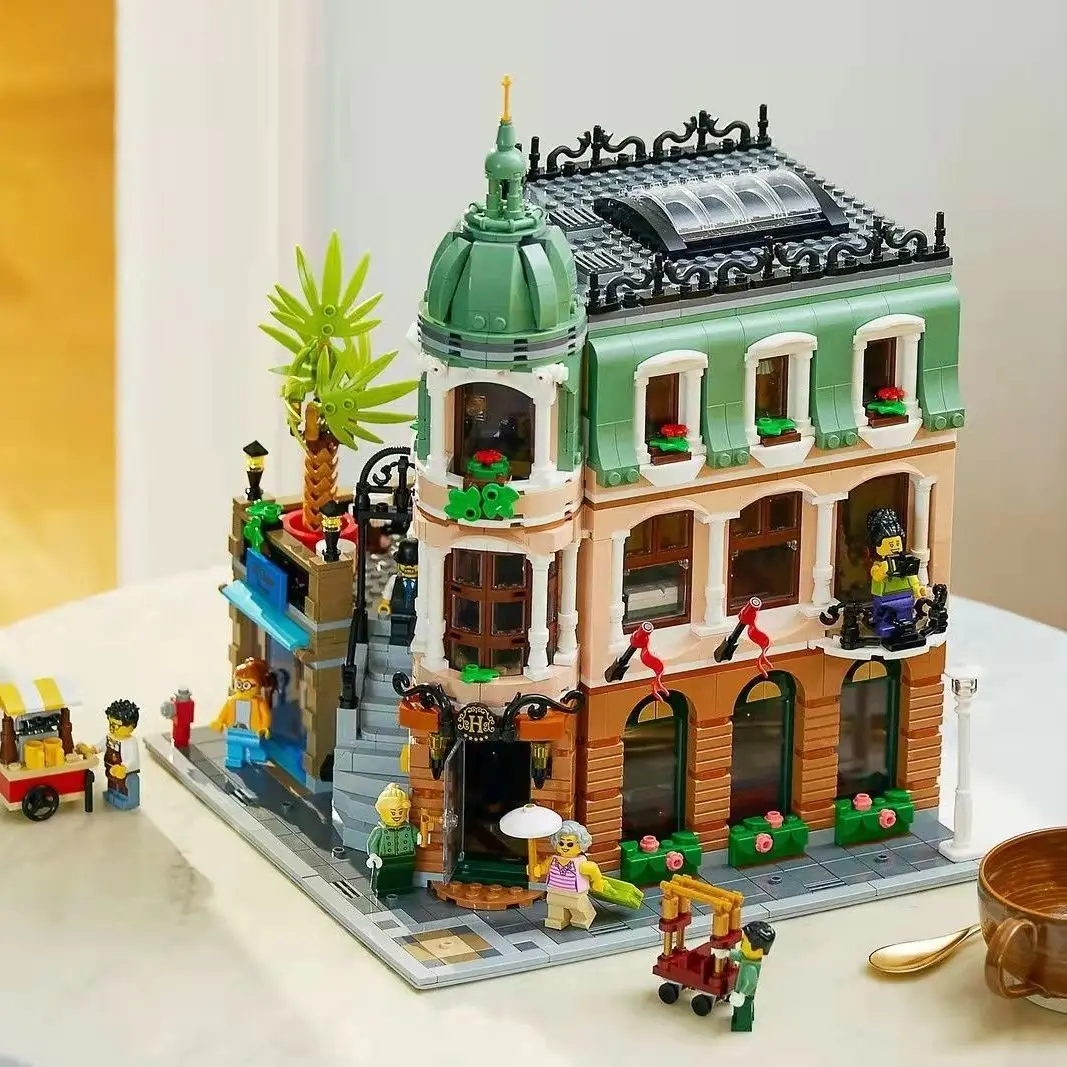 

Creative City Street View 10297 Blocks Boutique Hotel Police Department Restaurant Bank building model building blocks Toys Gift