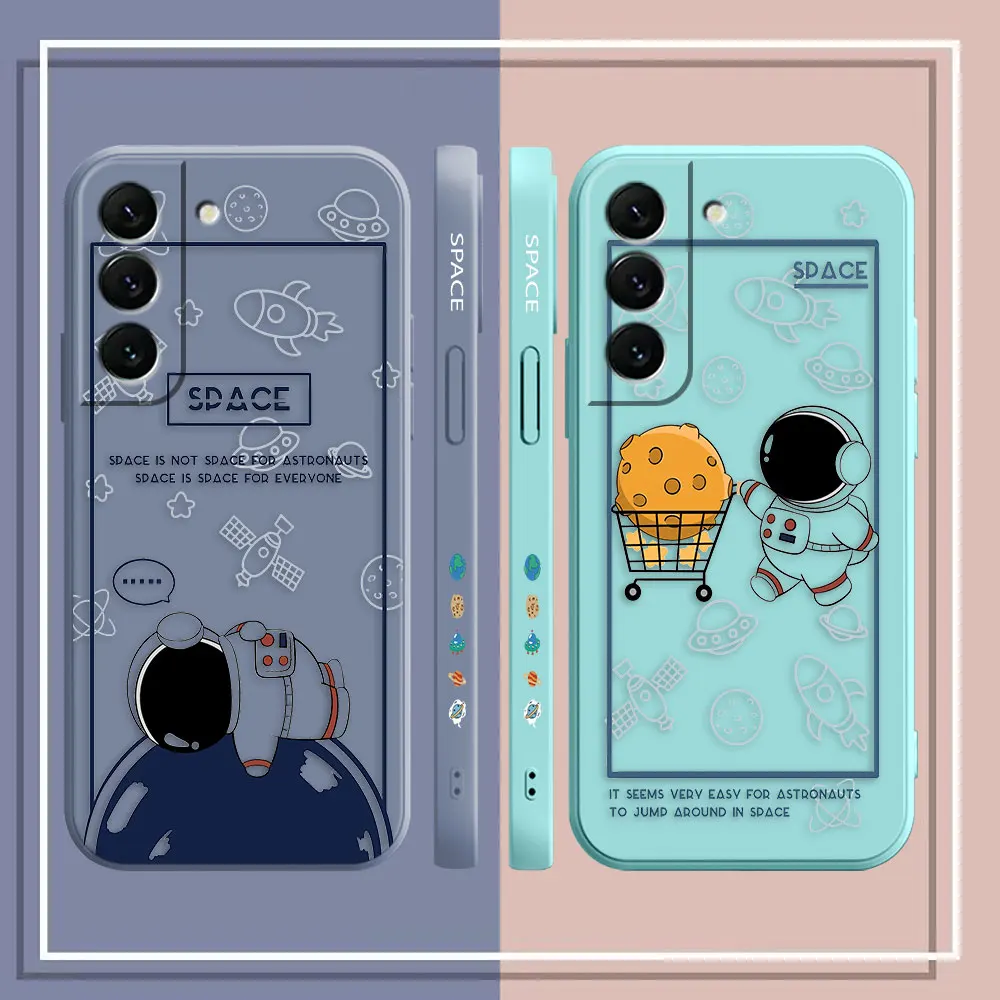 Case For Samsung Galaxy S23 S22 S21 S20 FE S11 S11E S10 S10E S30 Ultra Plus 4G 5G Case Funda Shell Happy Cartoon Astronaut Space