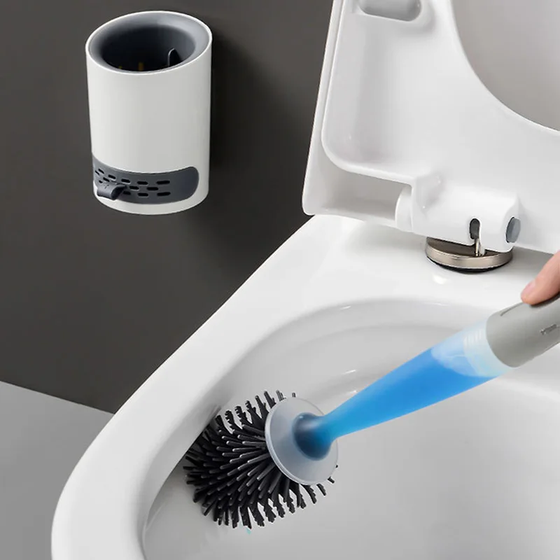 

Силиконовая прочная щетка для туалета, длинная ручка, Настенная/напольная подставка, держатель для туалетной щетки, мягкая щетина, чистящие...