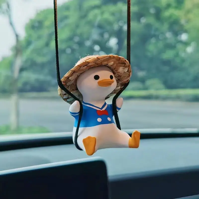 

Automobile Hanging Ornament Aromatherapy Straw Hat Qiuqian Duck Cartoon Perfume Cute Duck Accessories Summer Anime Car Decor