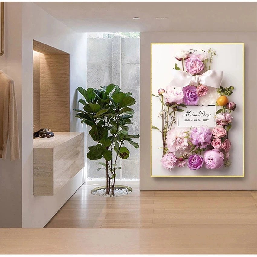 Роскошные цветочные флаконы духов плакаты и принты Картина на холсте в