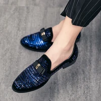 men evening formal dress rhinestone loafers casual prom wedding party shoes mens slip on pointed leather shoes zapatos hombre
