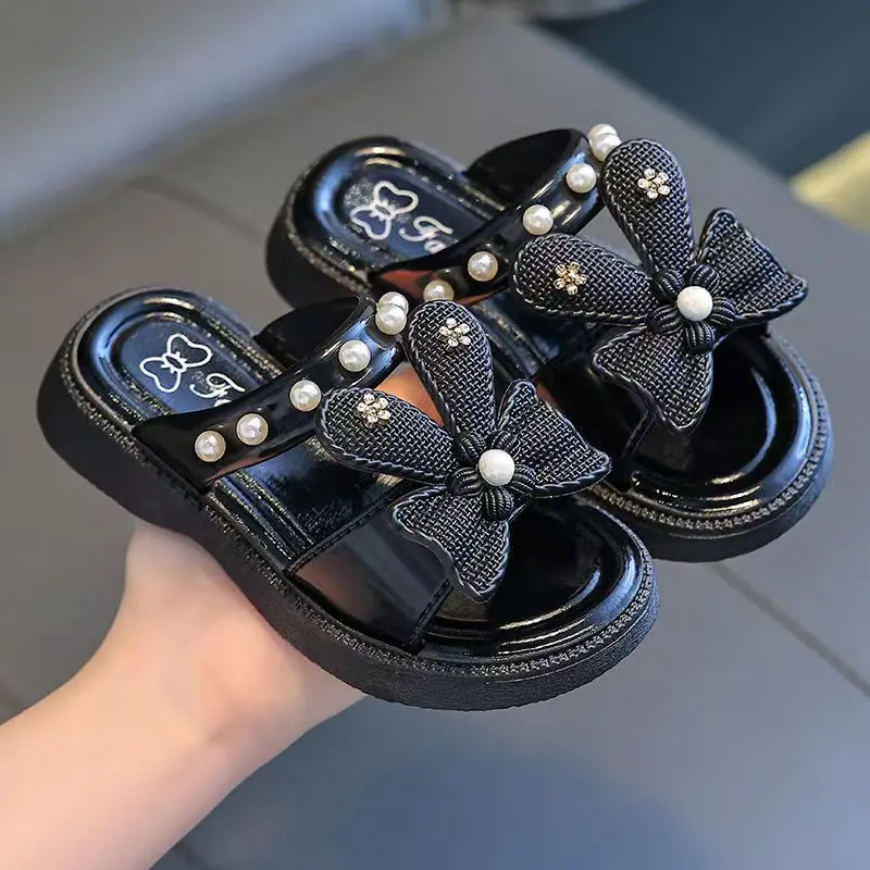 Летние детские новые тапочки с бантом для девочек Симпатичные сандалии