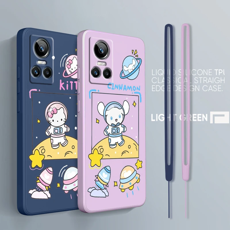 

Cinnamoroll Kuromi Melody For OPPO Realme GT2 Explorer Master Neo3 C21Y 10 9 8 6 5 4G 5G Pro Liquid Rope Soft Phone Case Fundas