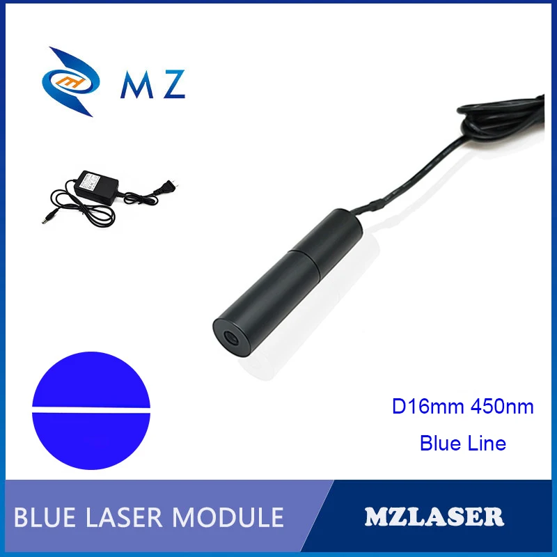 

Blue Line Laser Module D16x90mm 450nm 10/20/30/50mw With Adapter Supply Industrial Grade For Positioning