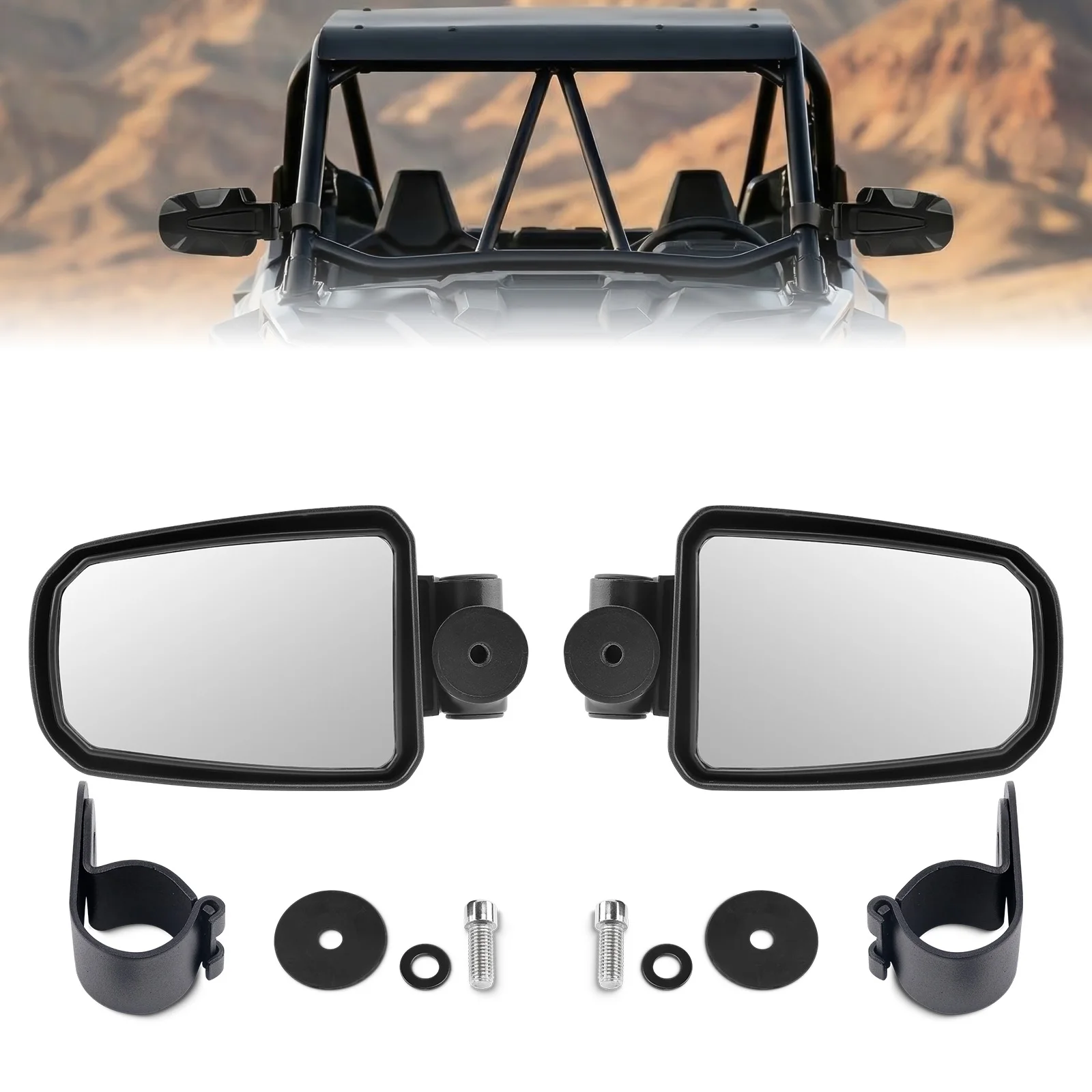 

2 шт. 1,75-дюймовые боковые зеркала заднего вида для UTV, регулируемые, для Polaris RZR 570 800 900 S 1000 XP, для Honda Yamaha Arctic