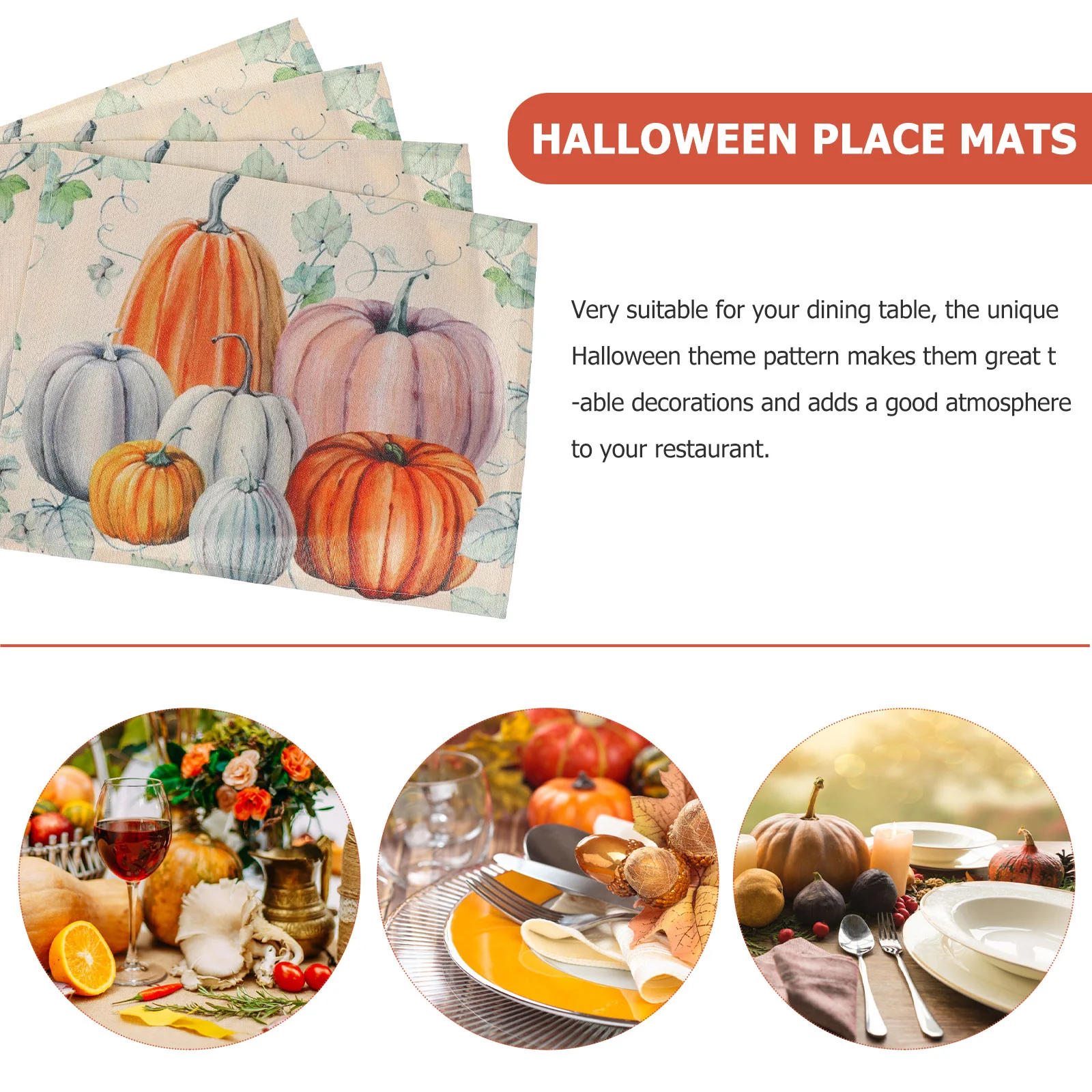 

Placemats Table Mats Autumn Decorations Pumpkin Thanksgiving Dining Tablecloth Jack Placemat Fallmat Lantern Place