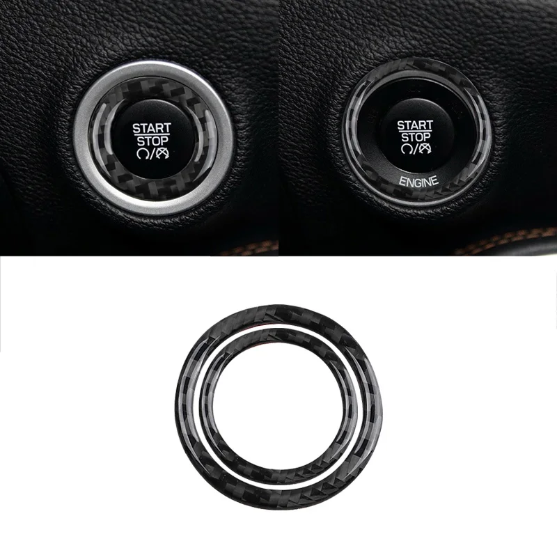 

Carbon Fiber Car Motor Start Stop Ignition Button Sticker Trim Key Ring For Dodge Challenger 2015-2020 car accessories