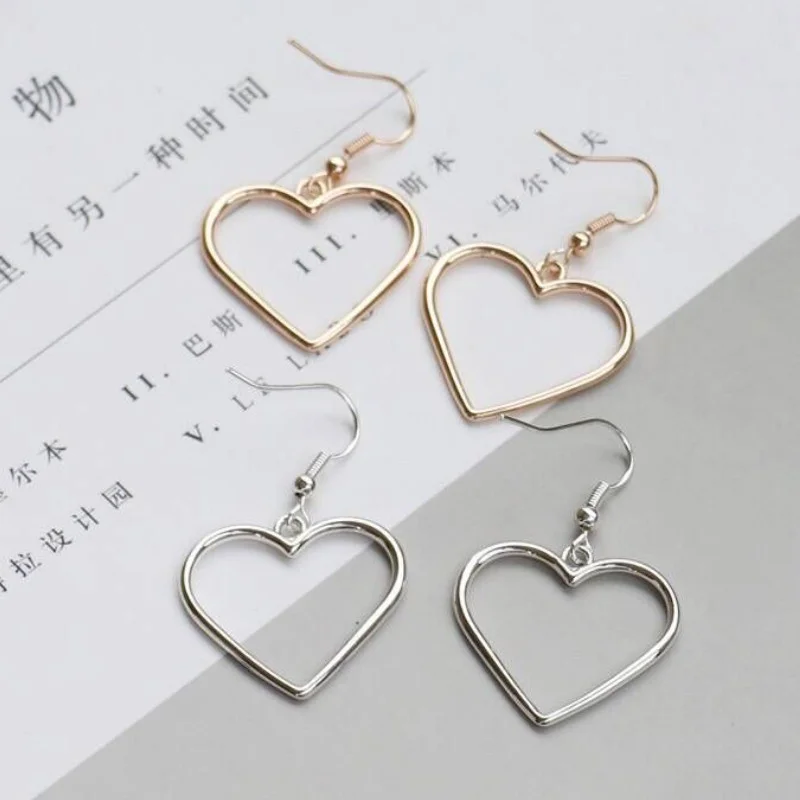Женские Полые геометрические милые золотые серьги в форме сердца для друзей
