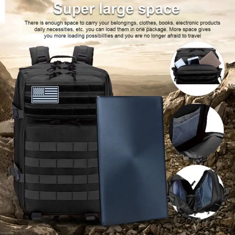 

Военный Камуфляжный тактический рюкзак 45/55 л, носимый водонепроницаемый рюкзак для альпинизма, походов, рыбалки, велоспорта, комбинированн...