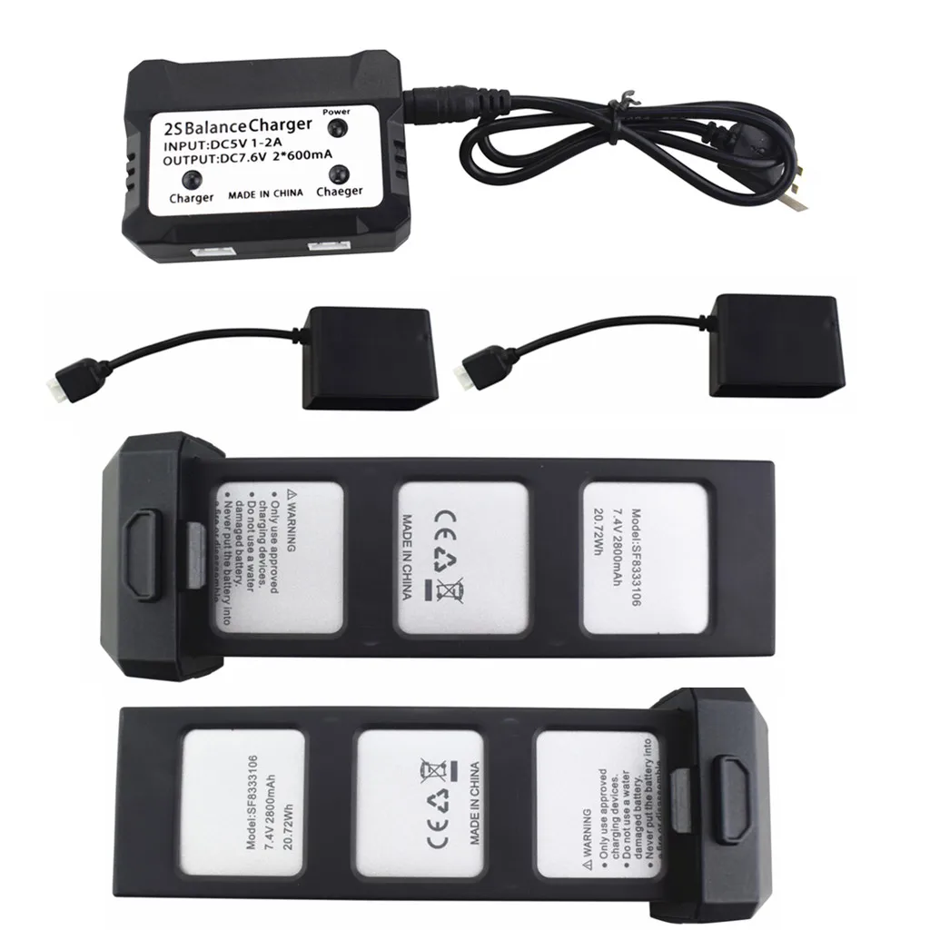

2PCS 7.4V 2800mAh Lithium Battery With 2 in 1 Balance Charger+2PCS Charging Box For HS720 HS720E Folding Brushless Quadcopter