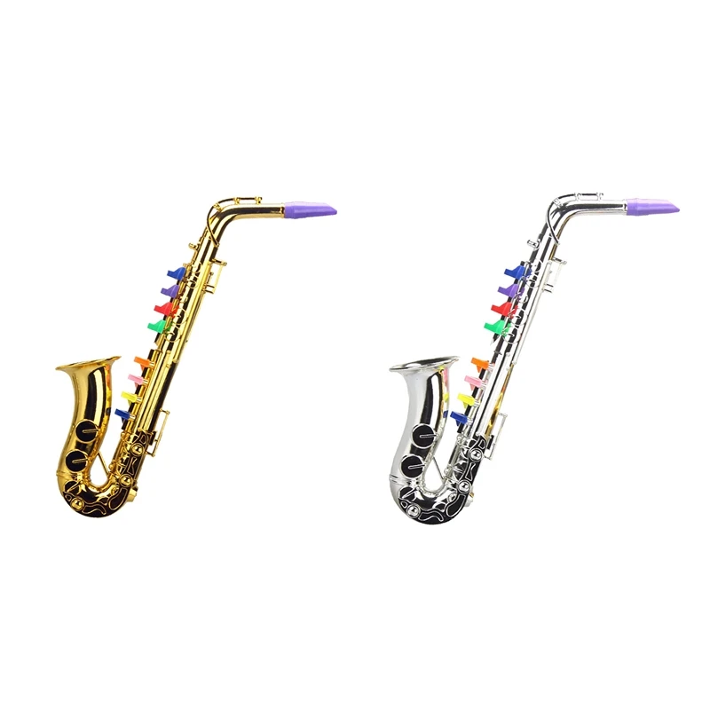 

Saxophone 8 Colored Keys Simulation Toy Props Play Mini Musical Wind Instruments For Children Party Birthday Toy