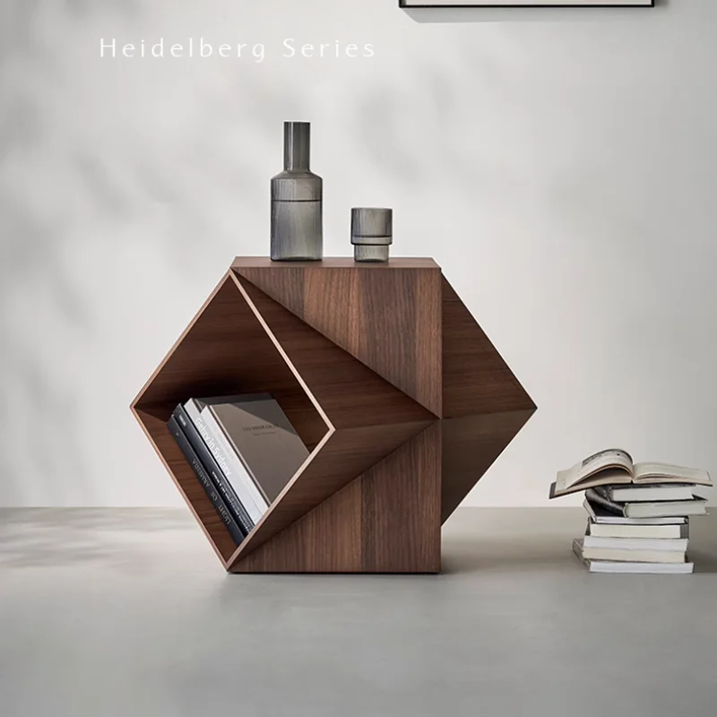 Полигедрический угловой стол североамериканский черный из орехового дерева