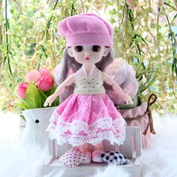 16cm princess dolls toys 13 movable jointed mini 112 bjd doll girls toys 3d eyes makeup dolls with clothes childrens toys