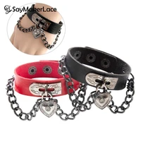 1pcs leather wristband bracelet cuff goth gothic bar punk bracelets women men armbands cosplay can be adjusted jewelry