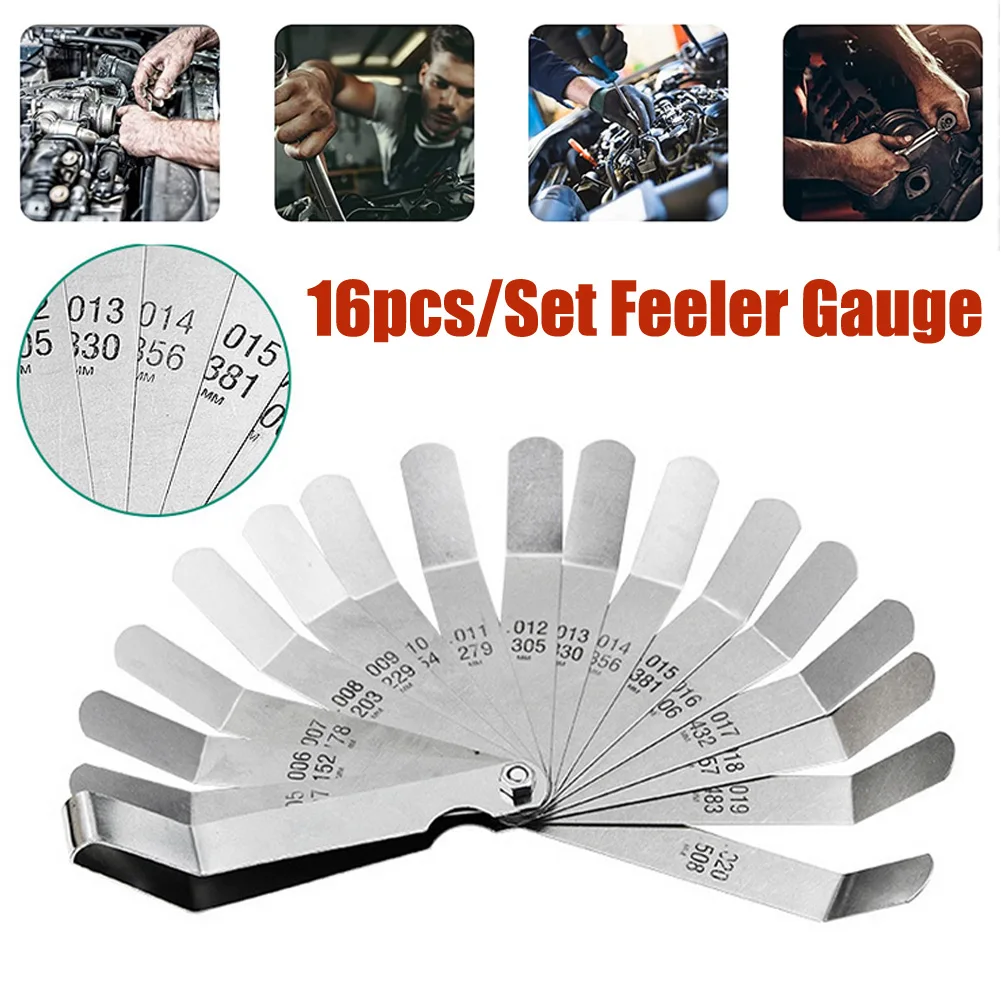 

16pcs Feeler Gauge Metric Thickness Gauge Set Blade Gap Filler Tappet Valve Measurement Layout Tool Gages Metering